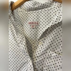 Merona Polkadot 100% Polyester black and white blouse